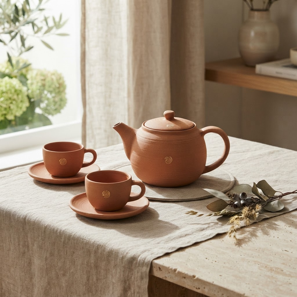 Terracotta Tea Set — Warm Clay modern stone tea set